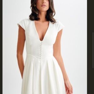 Meshki White Cap Sleeve Mini Dress